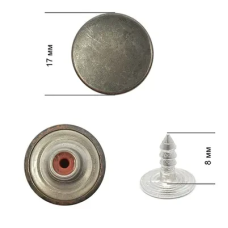 Гудзик для джинсів нержавіючий 17 мм гладкий (Темний Нікель) 1000 шт