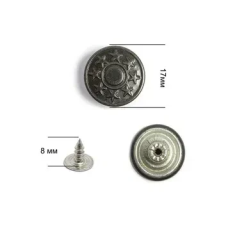 Гудзик для джинсів 17 мм Темний Нікель з малюнком зірки 100 шт