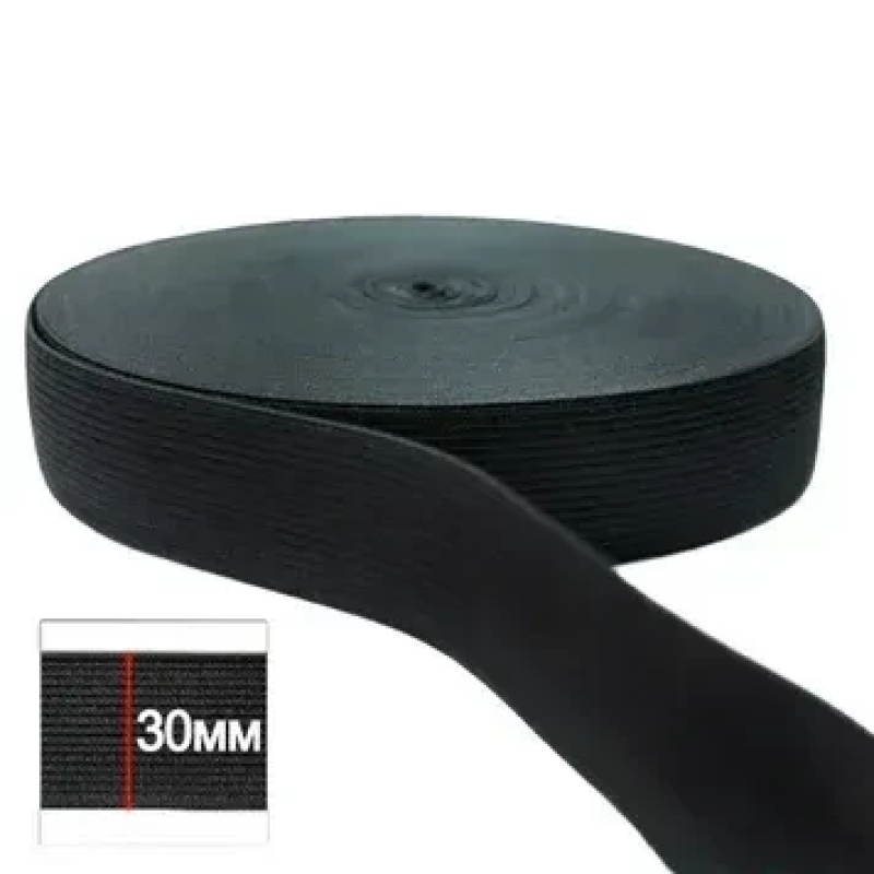 Резинка 30 мм Чорна (40 м)