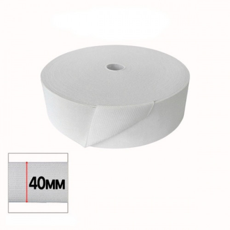 Резинка 40 мм Біла (40 м) Резинка 40 мм Біла (40 м)