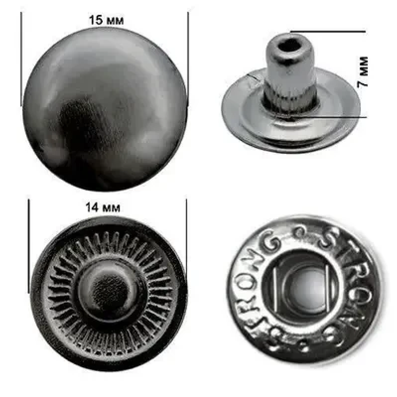 Кнопка ALFA 15 мм Темний Нікель 50 шт