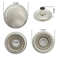 Кнопка Київська (Каппа) 15 мм Нікель 100 шт
