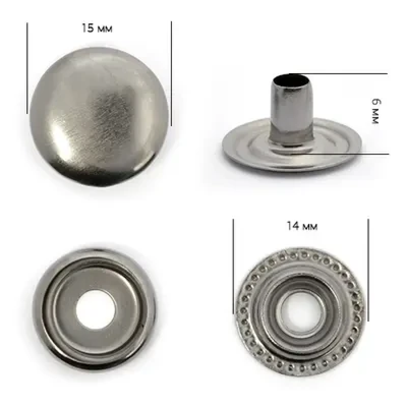 Кнопка Київська (Каппа) 15 мм Темний Нікель 720 шт