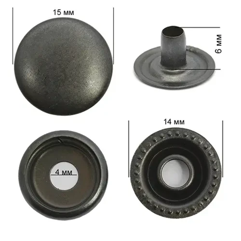 Кнопка Київська (Каппа) 15 мм Оксид 100 шт