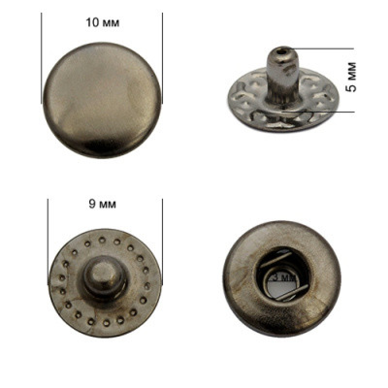 Кнопка ALFA 10 мм Темний Нікель 720 шт