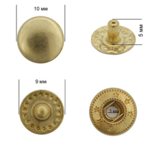 Кнопка ALFA 10 мм Золото 100 шт