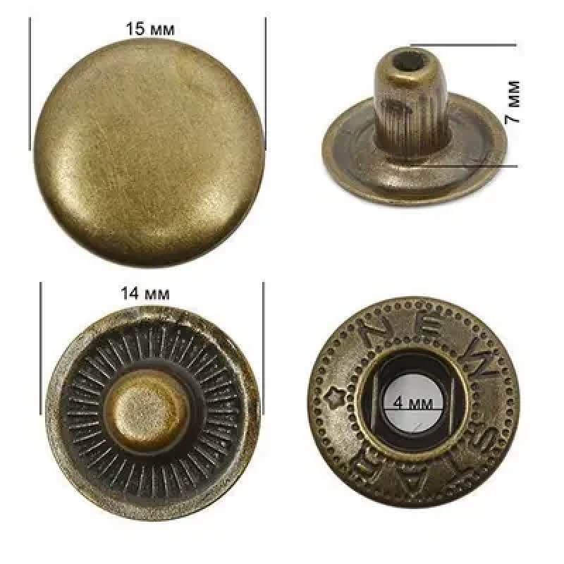 Кнопка ALFA 15 мм Антик 100 шт Кнопка ALFA 15 мм Антик 100 шт
