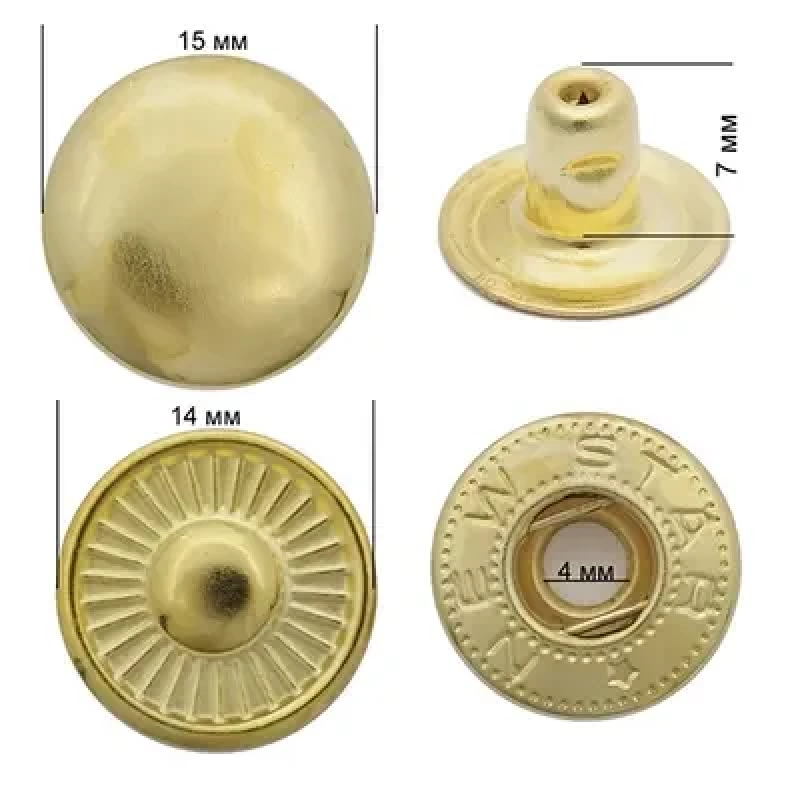 Кнопка ALFA 15 мм Золото 720 шт Кнопка ALFA 15 мм Золото 720 шт